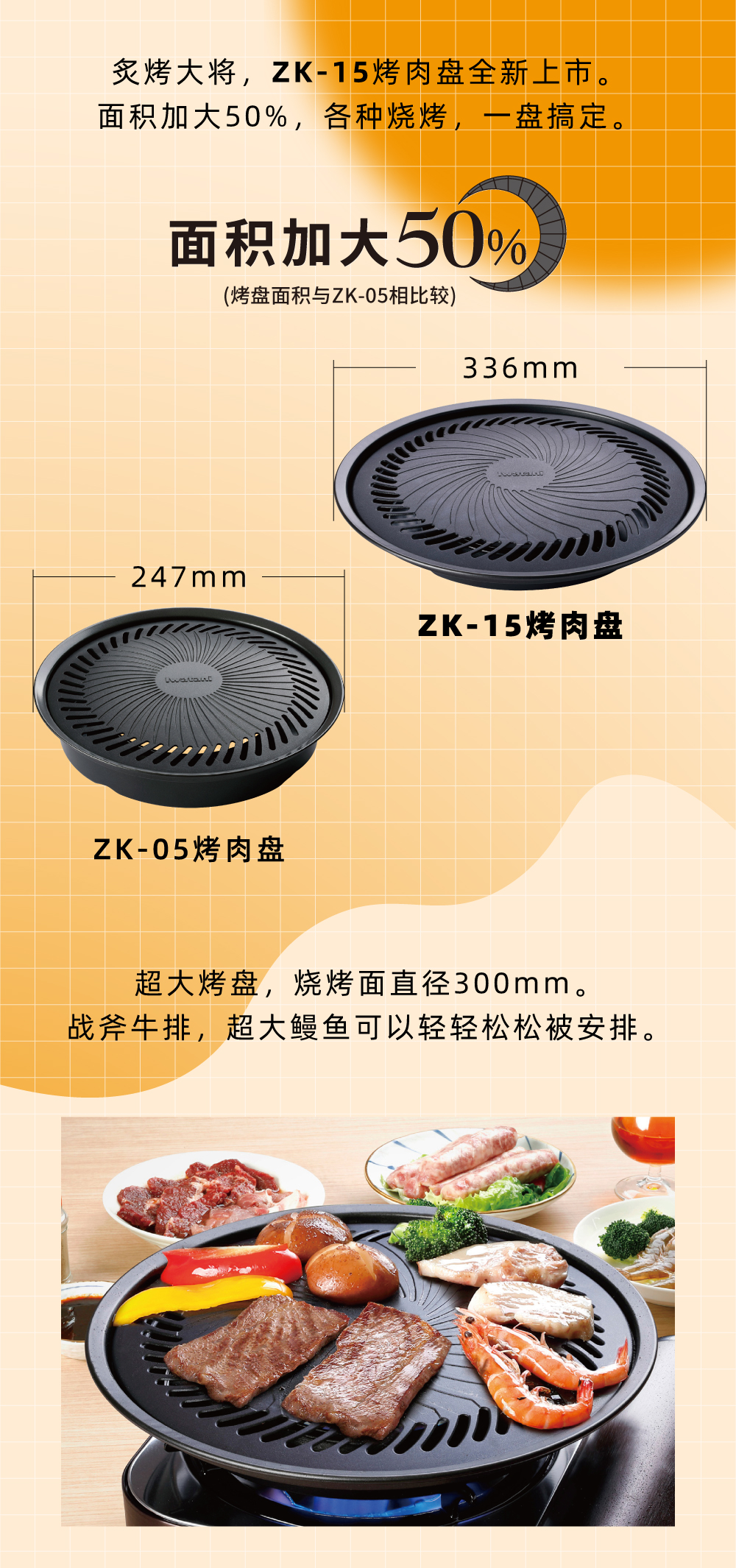 炙烤大將，zk-15全新上市。面積加大50%，各種燒烤，一盤搞定。